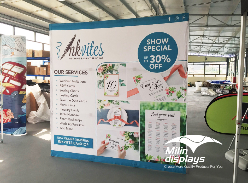 Pop Up Display，Tension Fabric Displays, Trade Show Displays/Backdrops, backdrop stand.