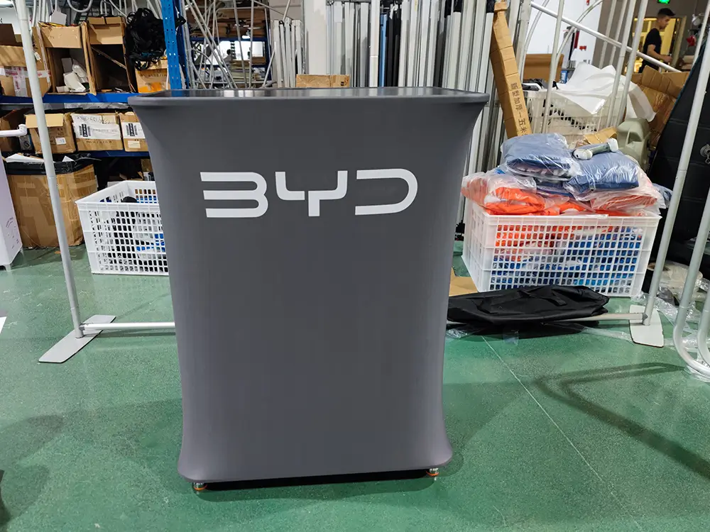 BYD reusable modular product display system configured for a global launch event