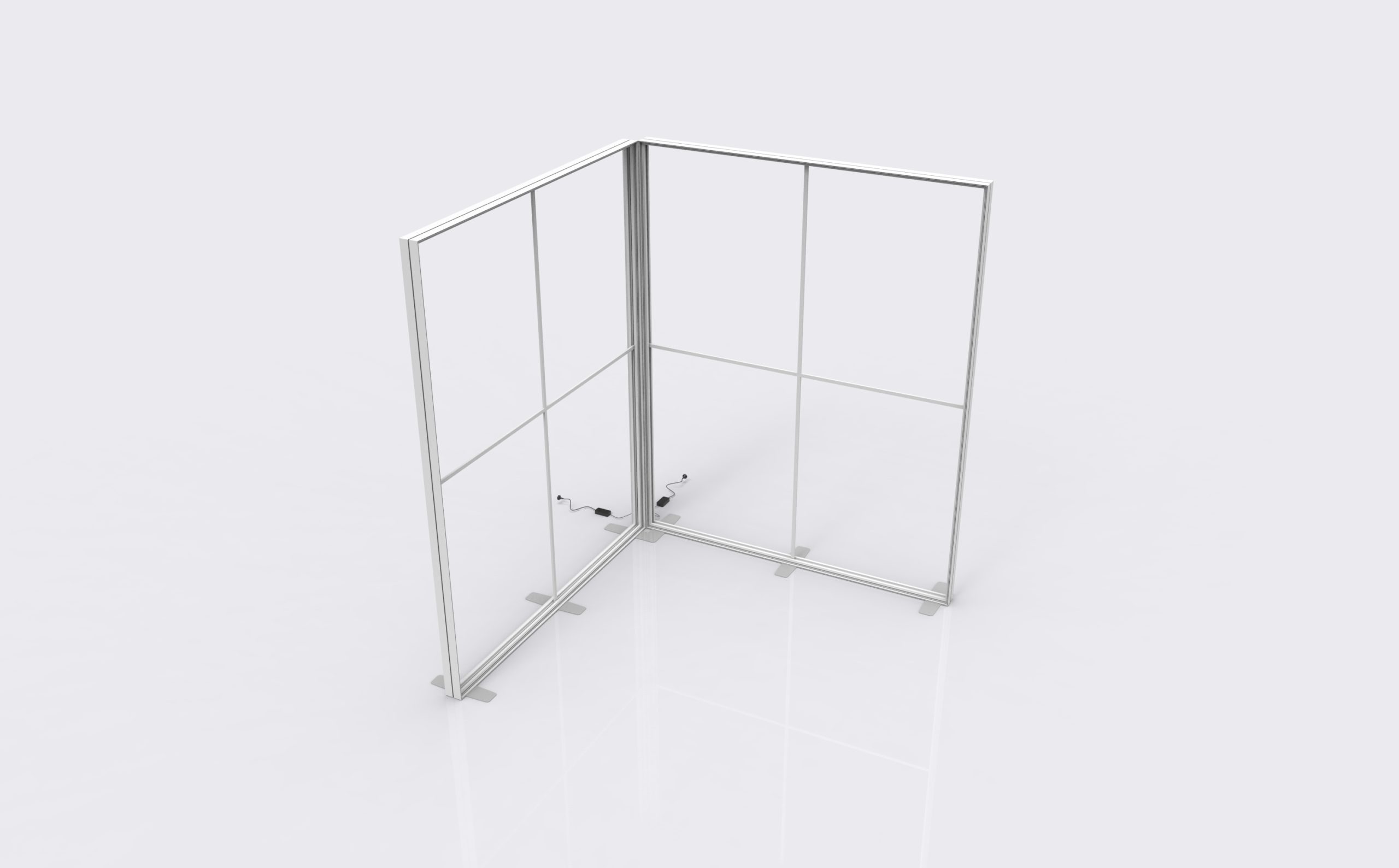 L-Shaped Modular SEG Lightbox product view showing the l-shaped return