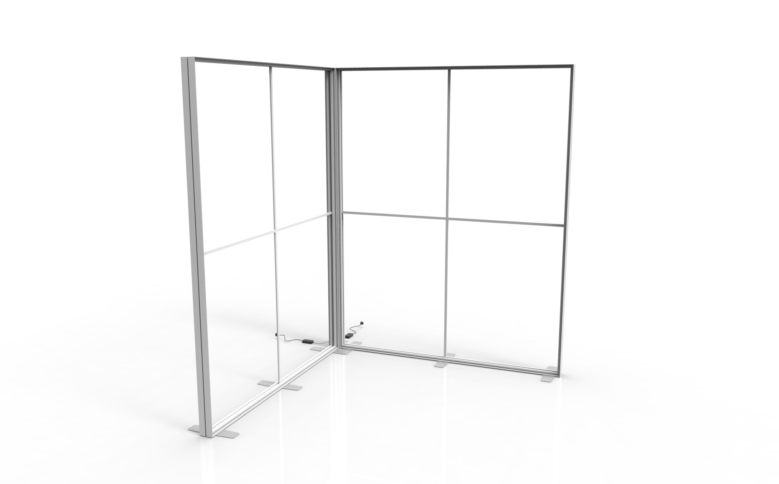 L-Shaped Modular SEG Lightbox structure view for artwork planning