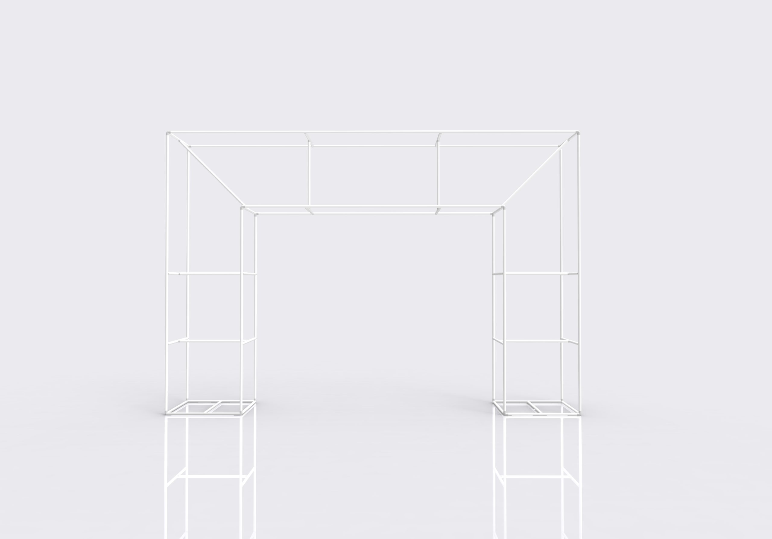 Square-shaped fabric arch variant with branded header panels