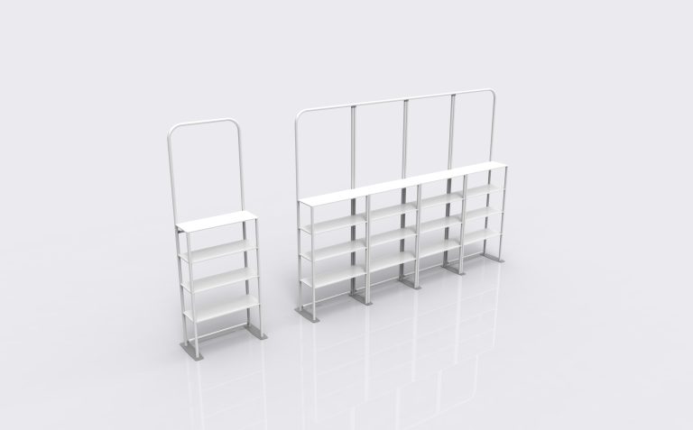 Straight Fabric Wall with Shelves 01