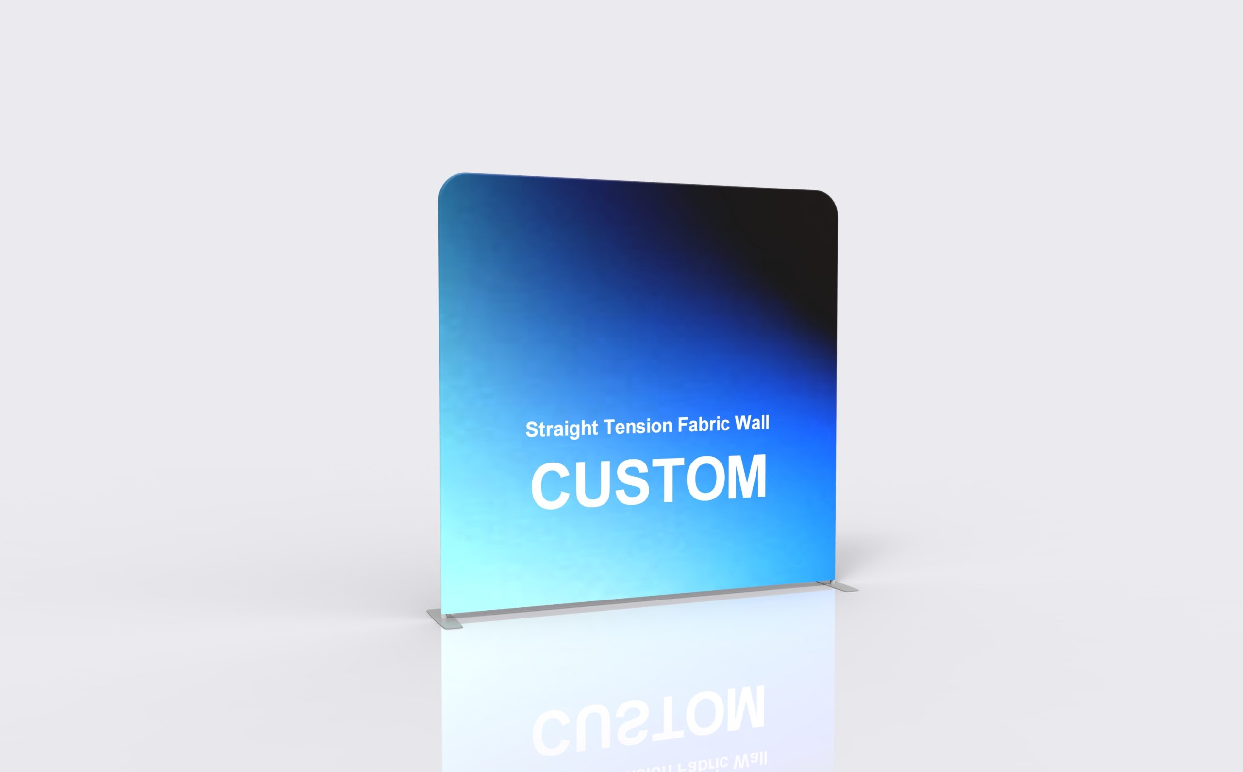 Straight tension fabric backwall display with full-color custom printed graphic