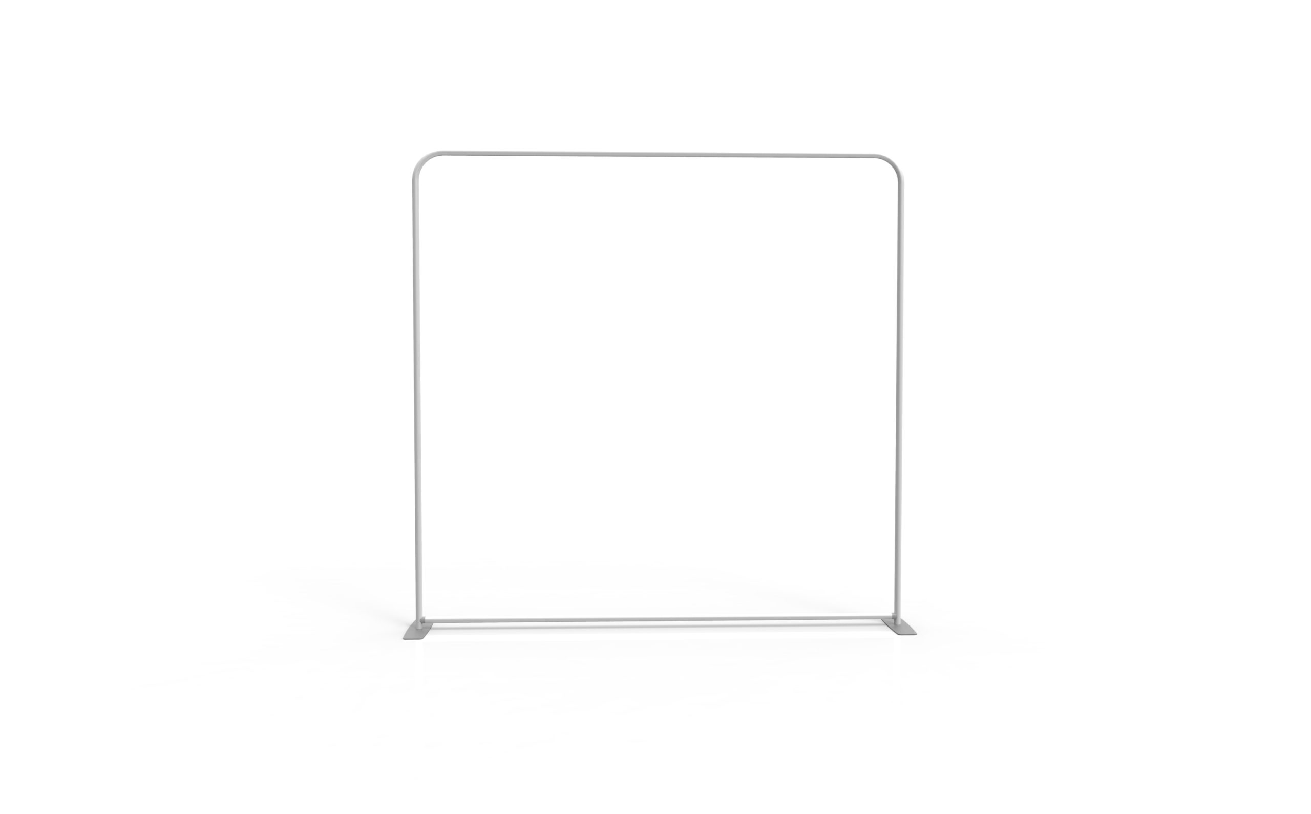 Aluminum tube frame and tension fabric graphic detail of a custom backwall display