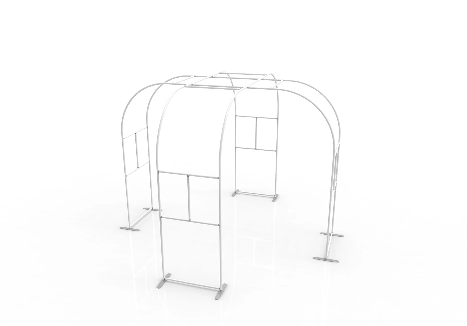 Cross-Curved Fabric Archway product view showing the cross-curved form