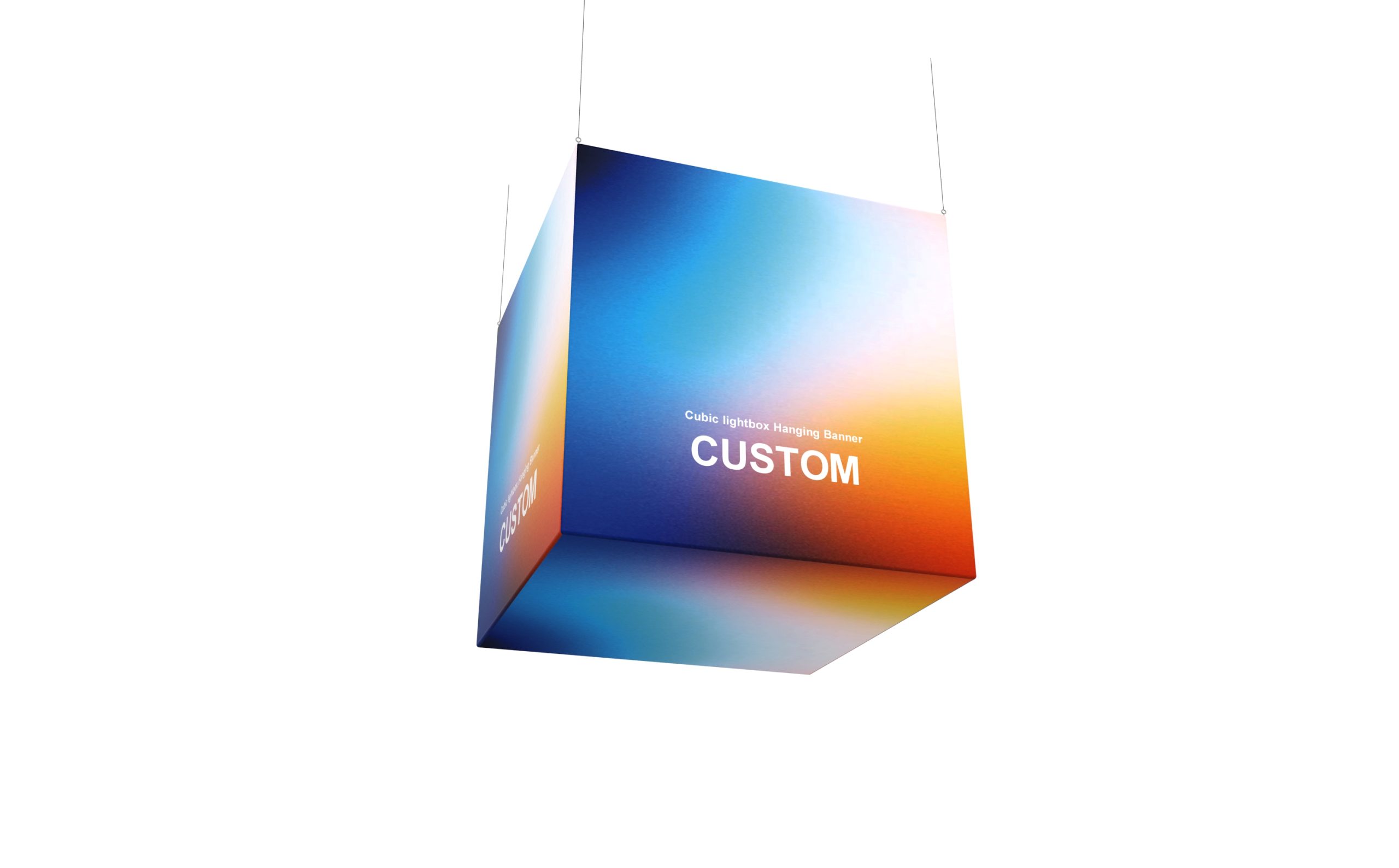 Cubic Lightbox Hanging Banner structure view for artwork planning