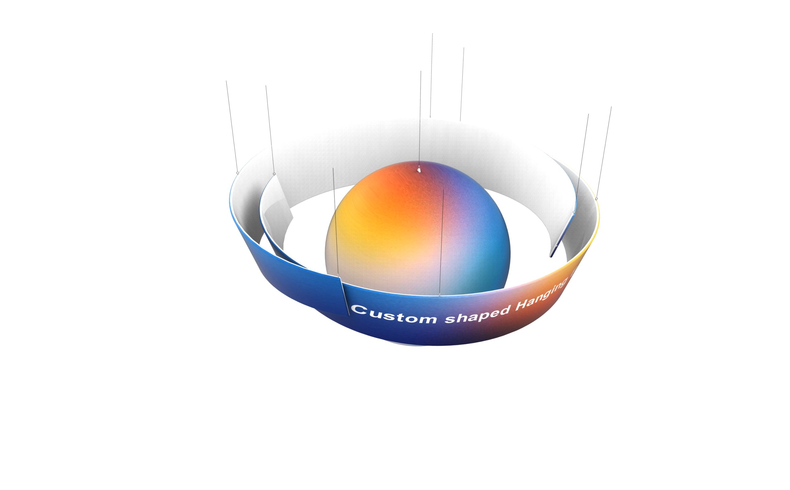 Custom Shaped Hanging Banner structure view for artwork planning