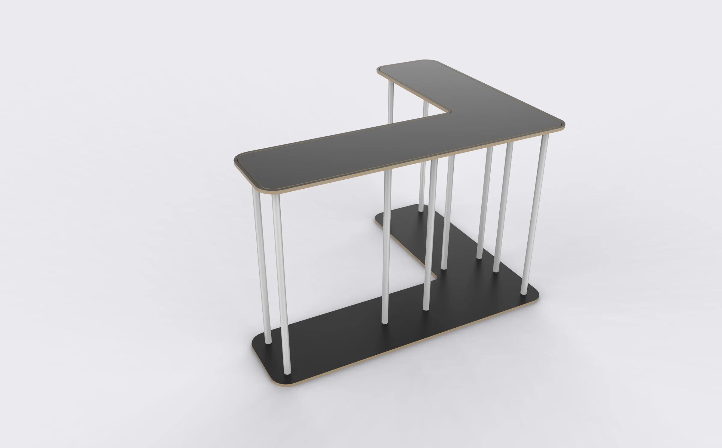L-shaped Reception Counter frame structure view