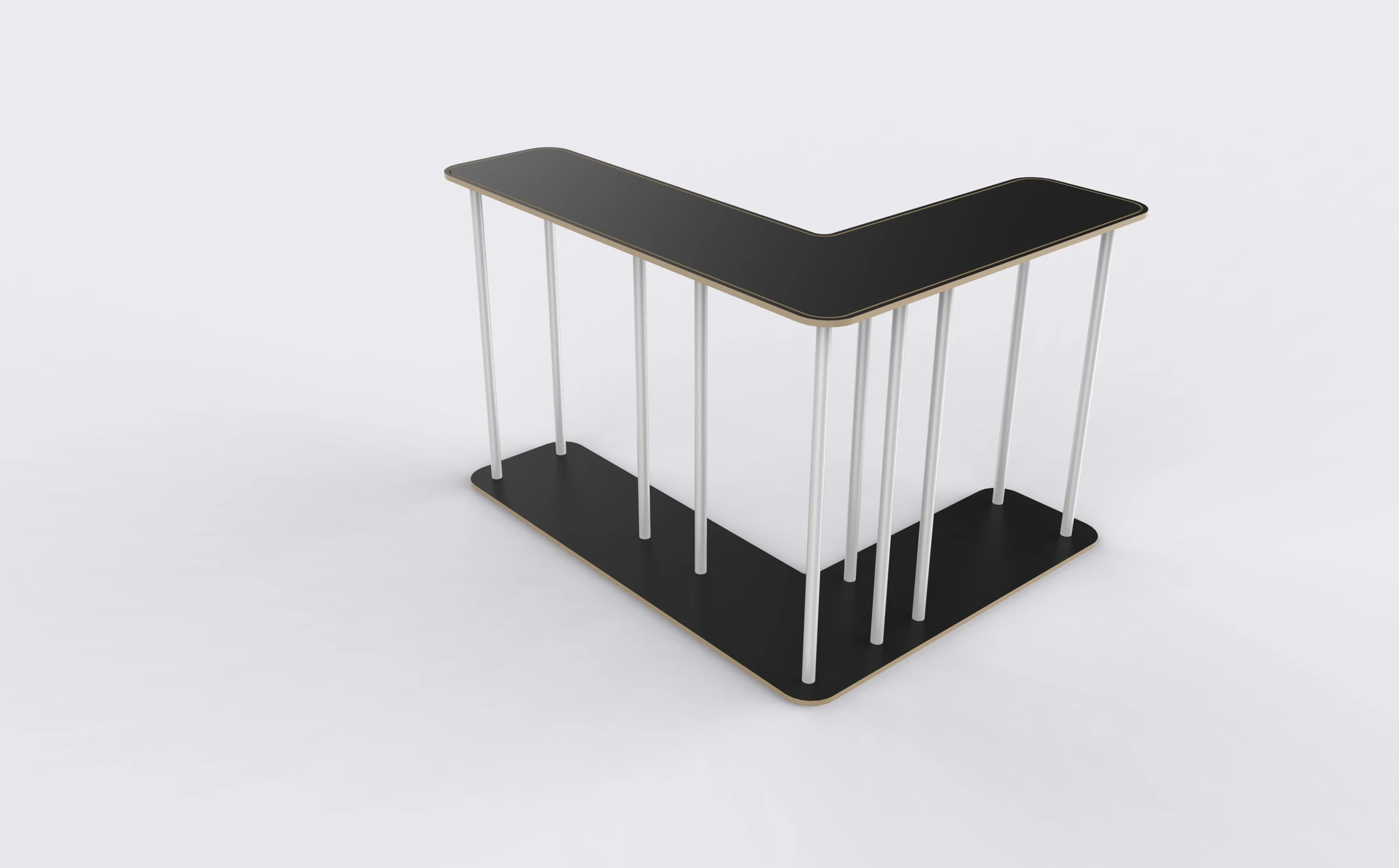 L-shaped Reception Counter rear structure or inspection view