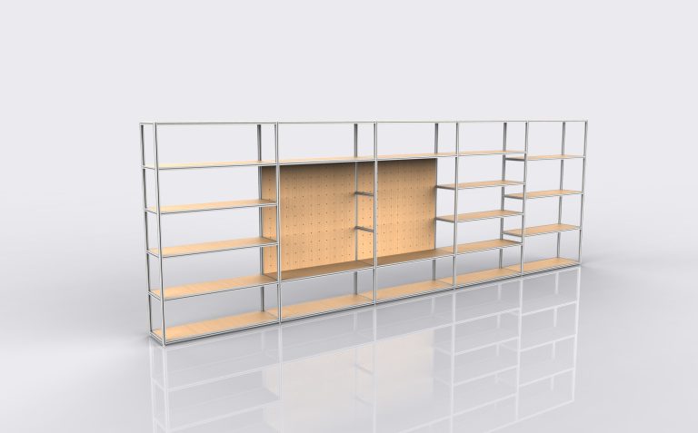 Large Display Rack with wooden shelves