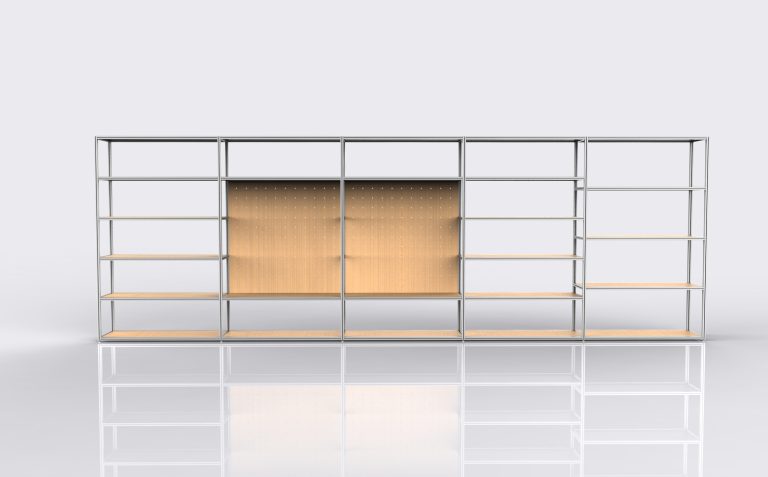 Large Display Rack with wooden shelves
