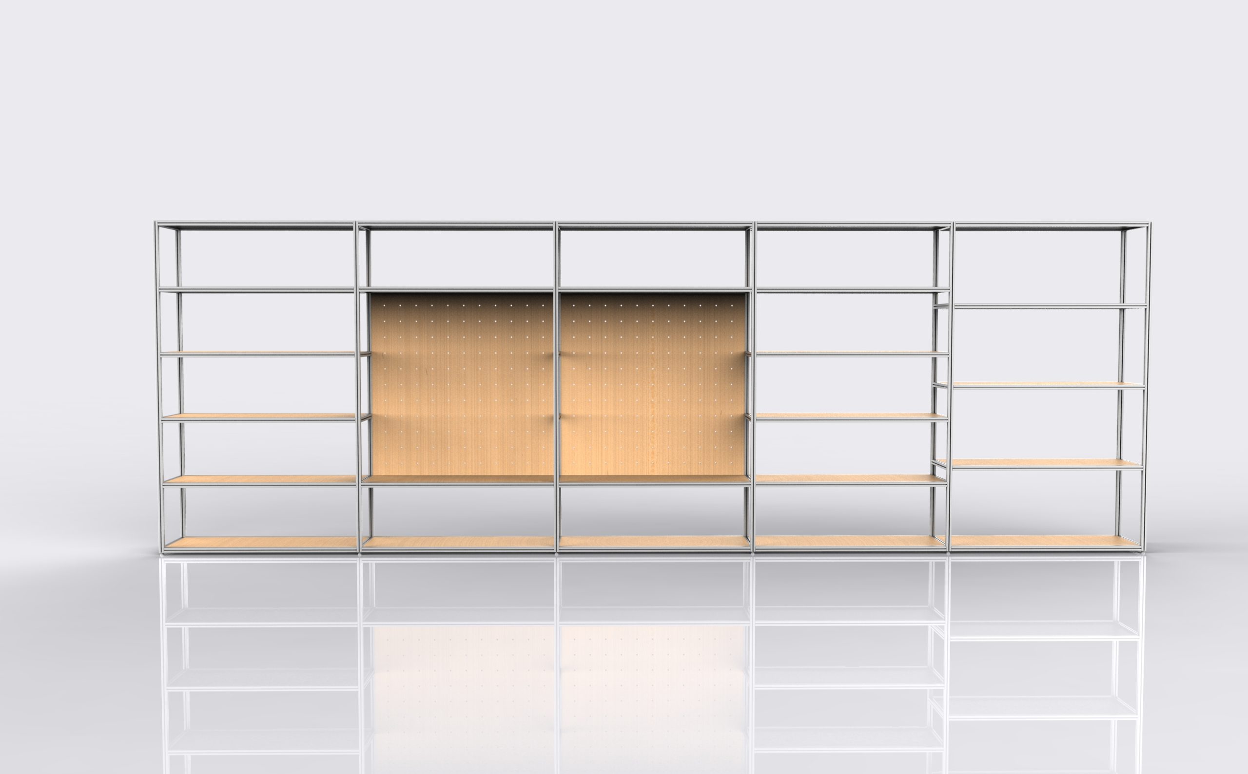 Large Display Rack with wooden shelves product view showing the product-specific form
