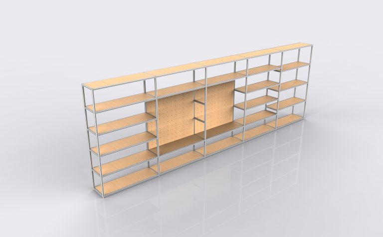 Large Display Rack with wooden shelves