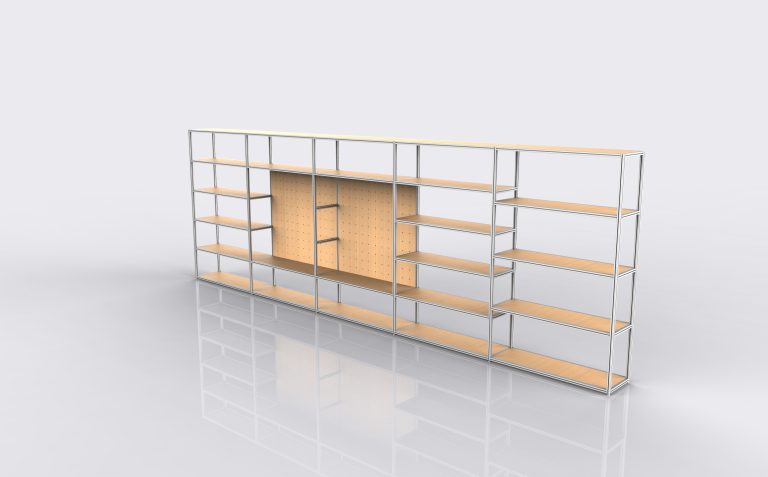 Large Display Rack with wooden shelves