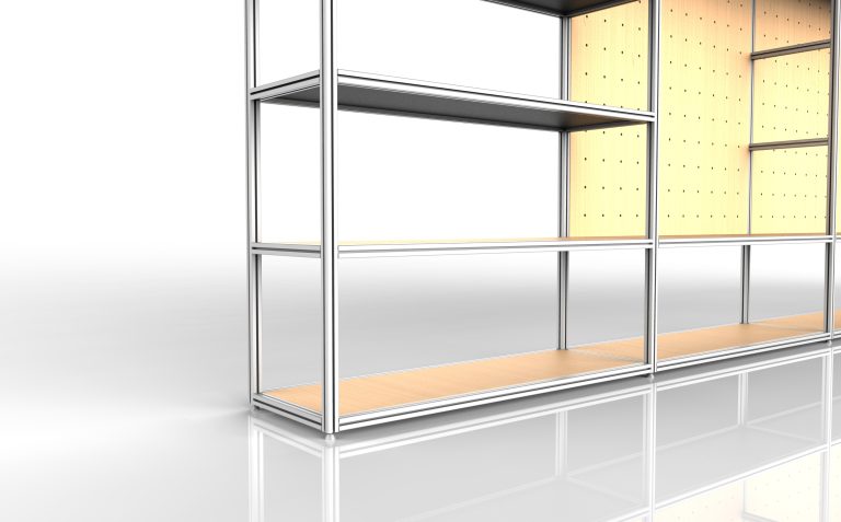 Large Display Rack with wooden shelves