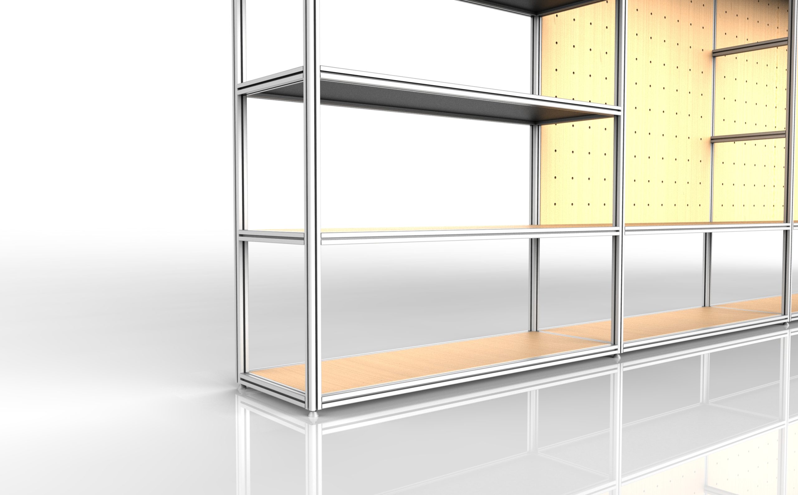 Large Display Rack with wooden shelves alternate view 2 for form and artwork review