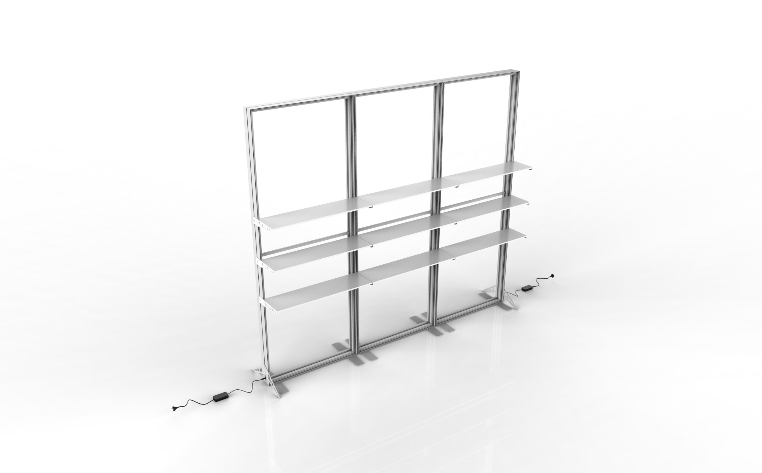 Modular SEG Lightbox with Shelves product view showing the modular arrangement