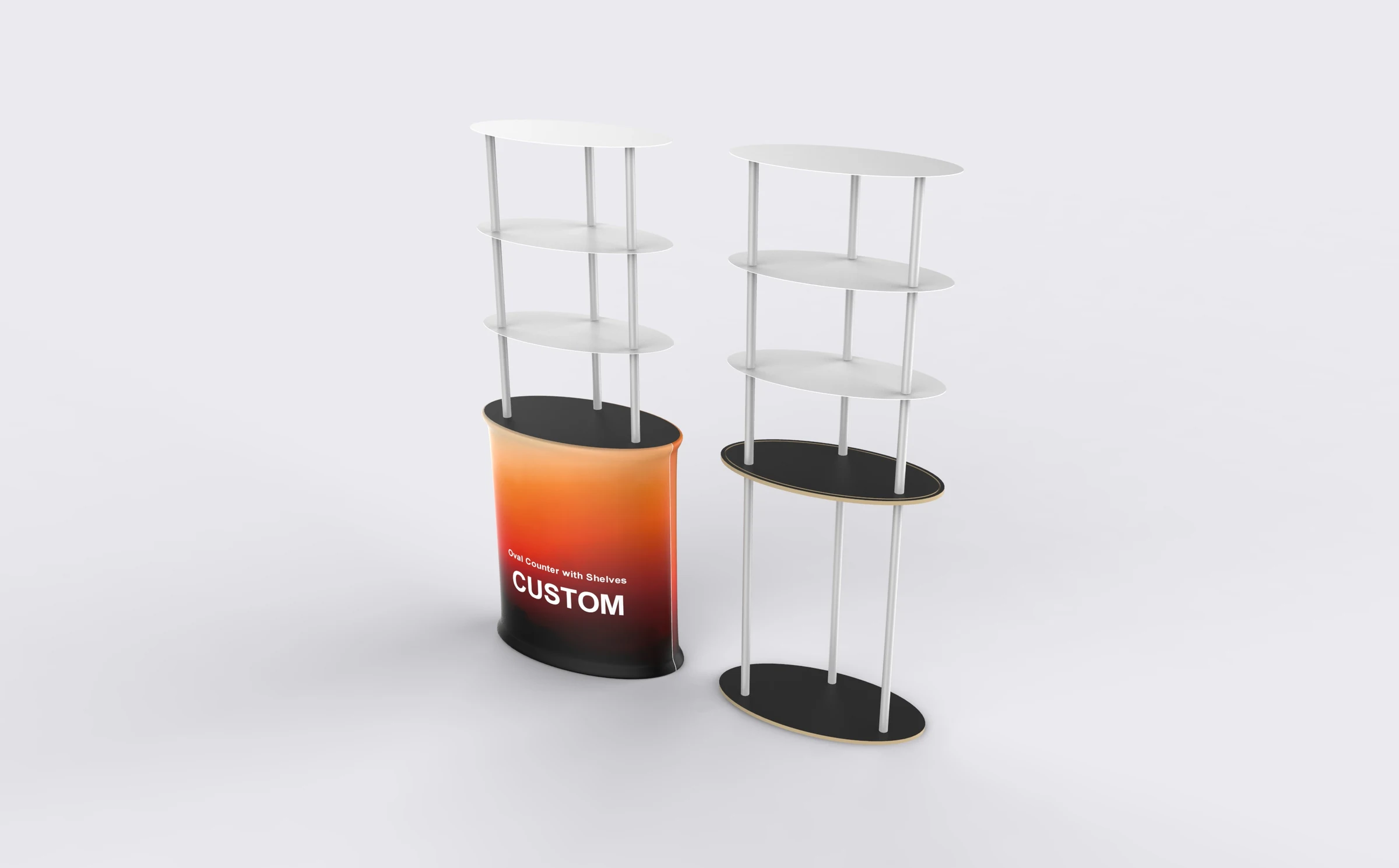 Oval Counter with Shelves side product view