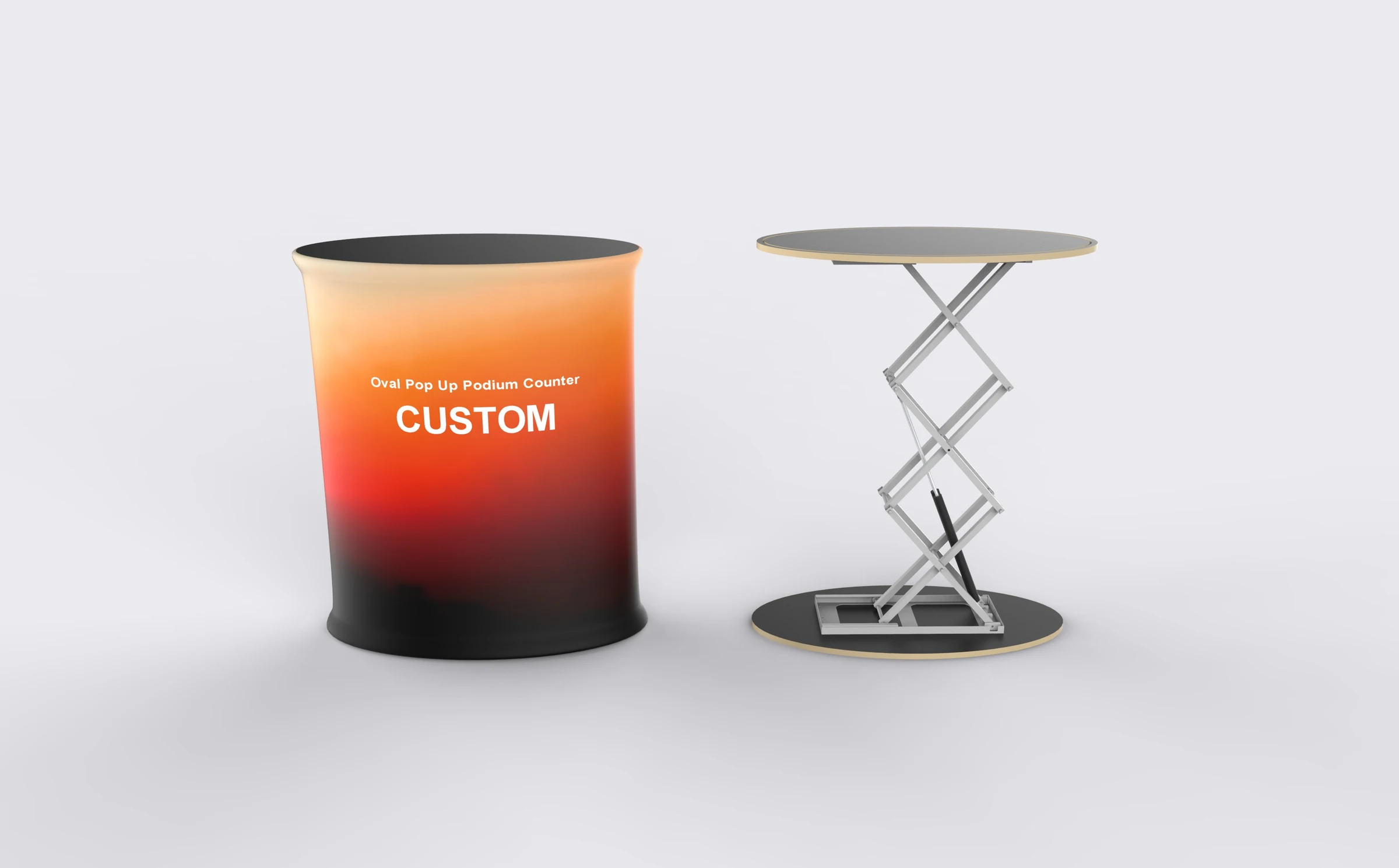 Oval Pop Up Podium Counter frame structure view