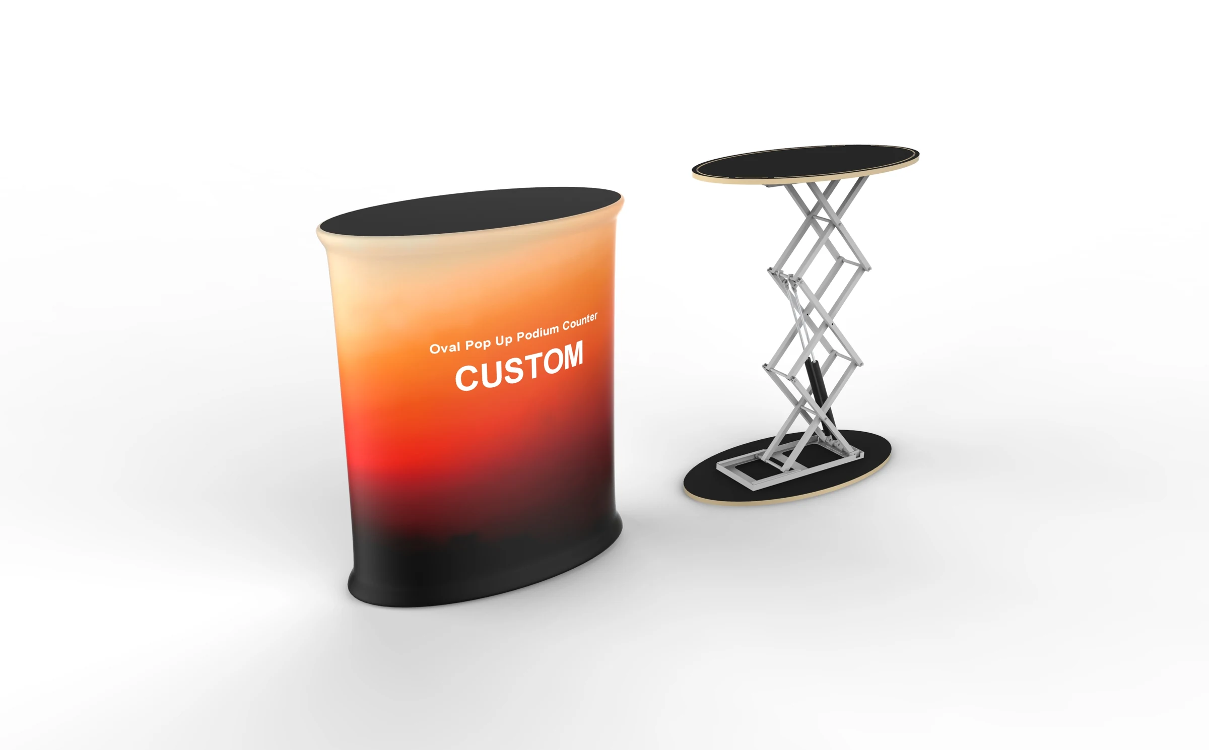 Oval Pop Up Podium Counter side product view