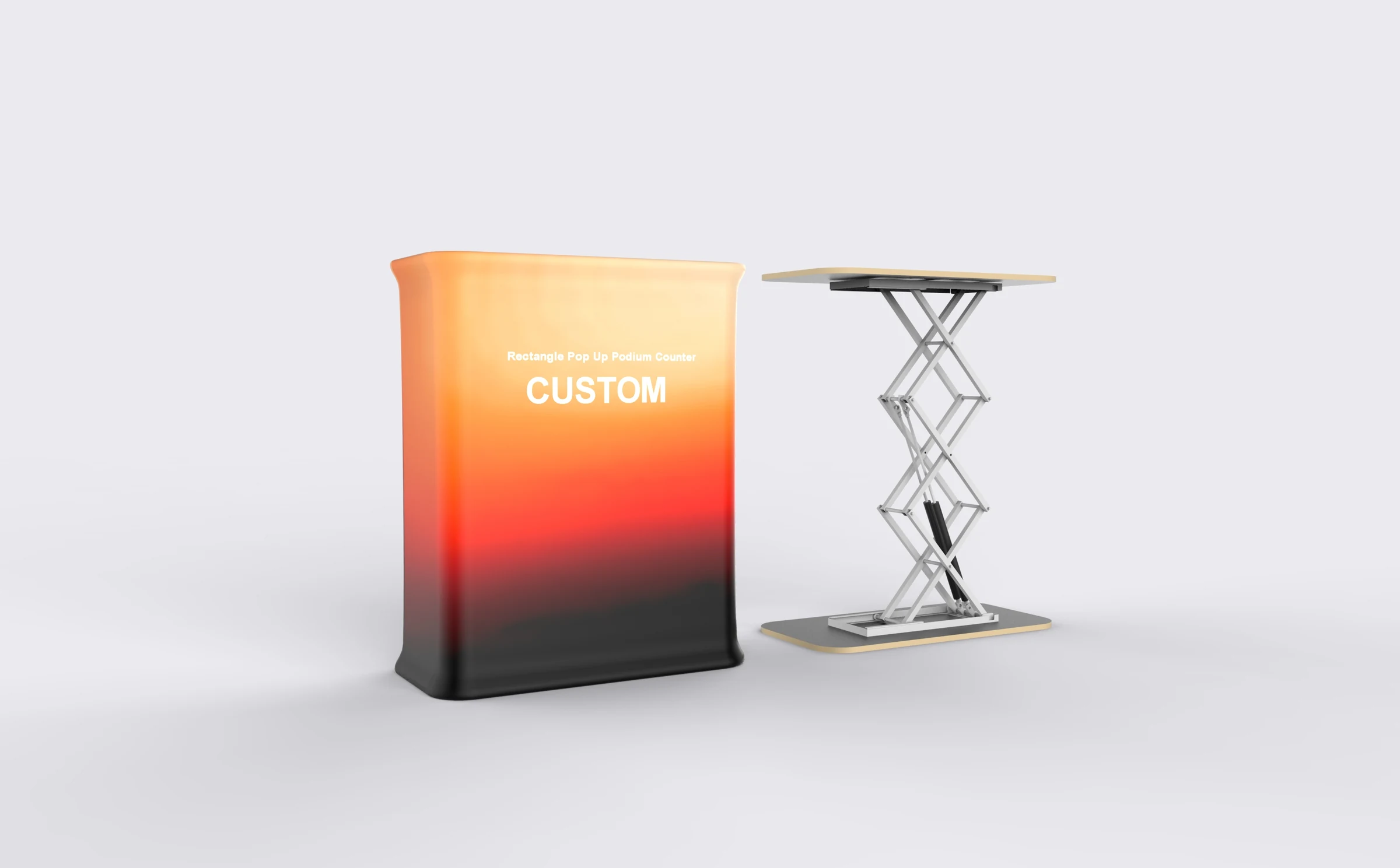 Rectangle Pop Up Podium Counter alternate angle for artwork planning