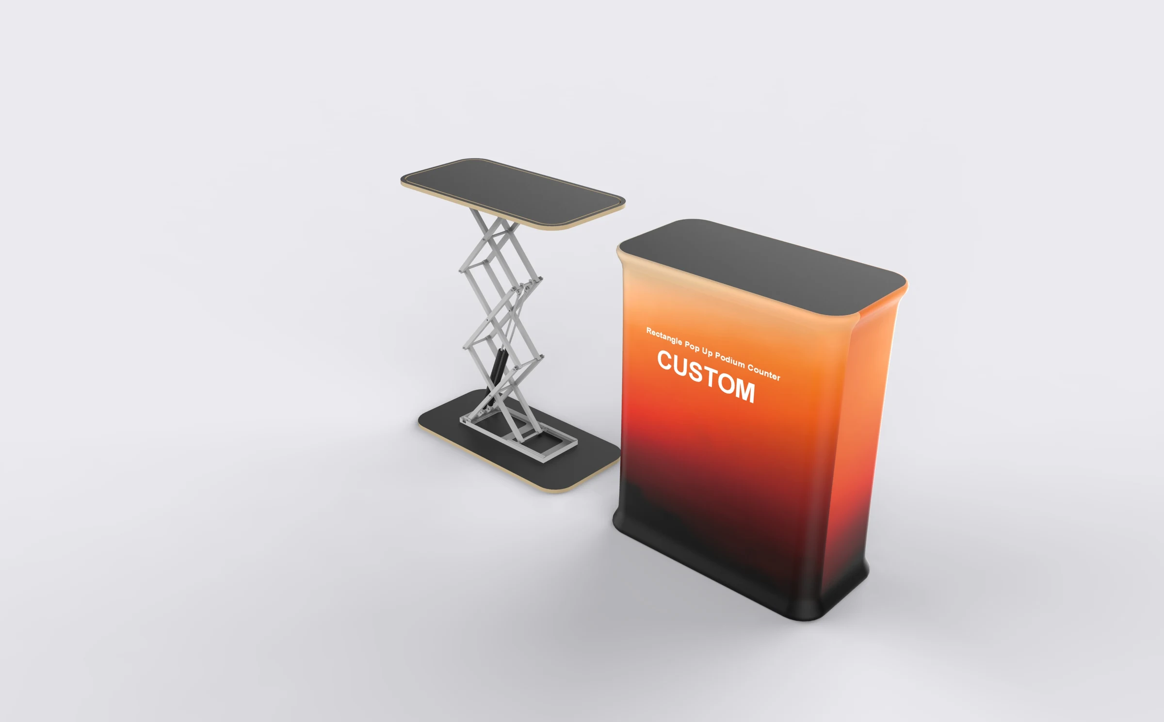 Rectangle Pop Up Podium Counter rear structure or inspection view