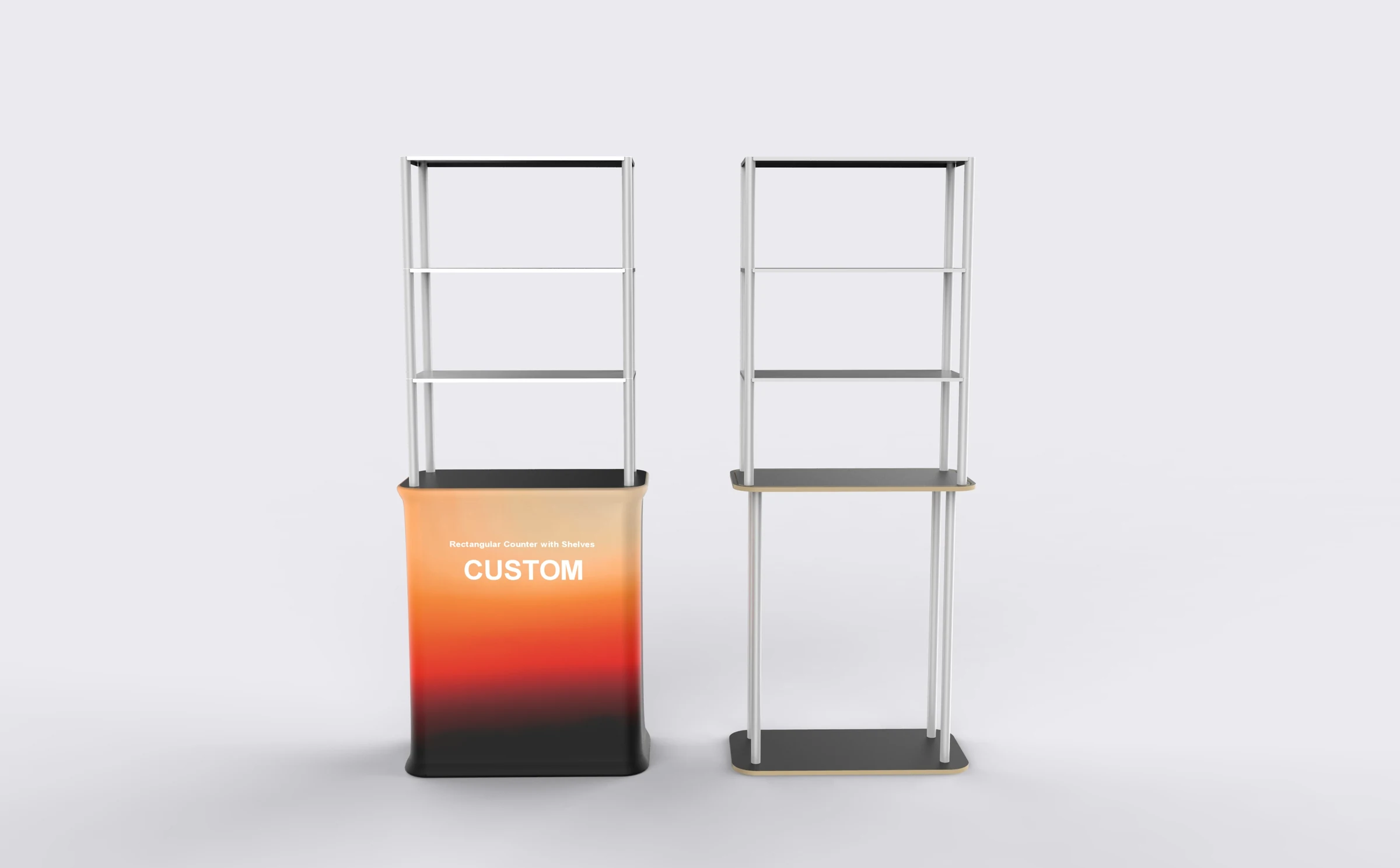Rectangular Counter with Shelves frame structure view