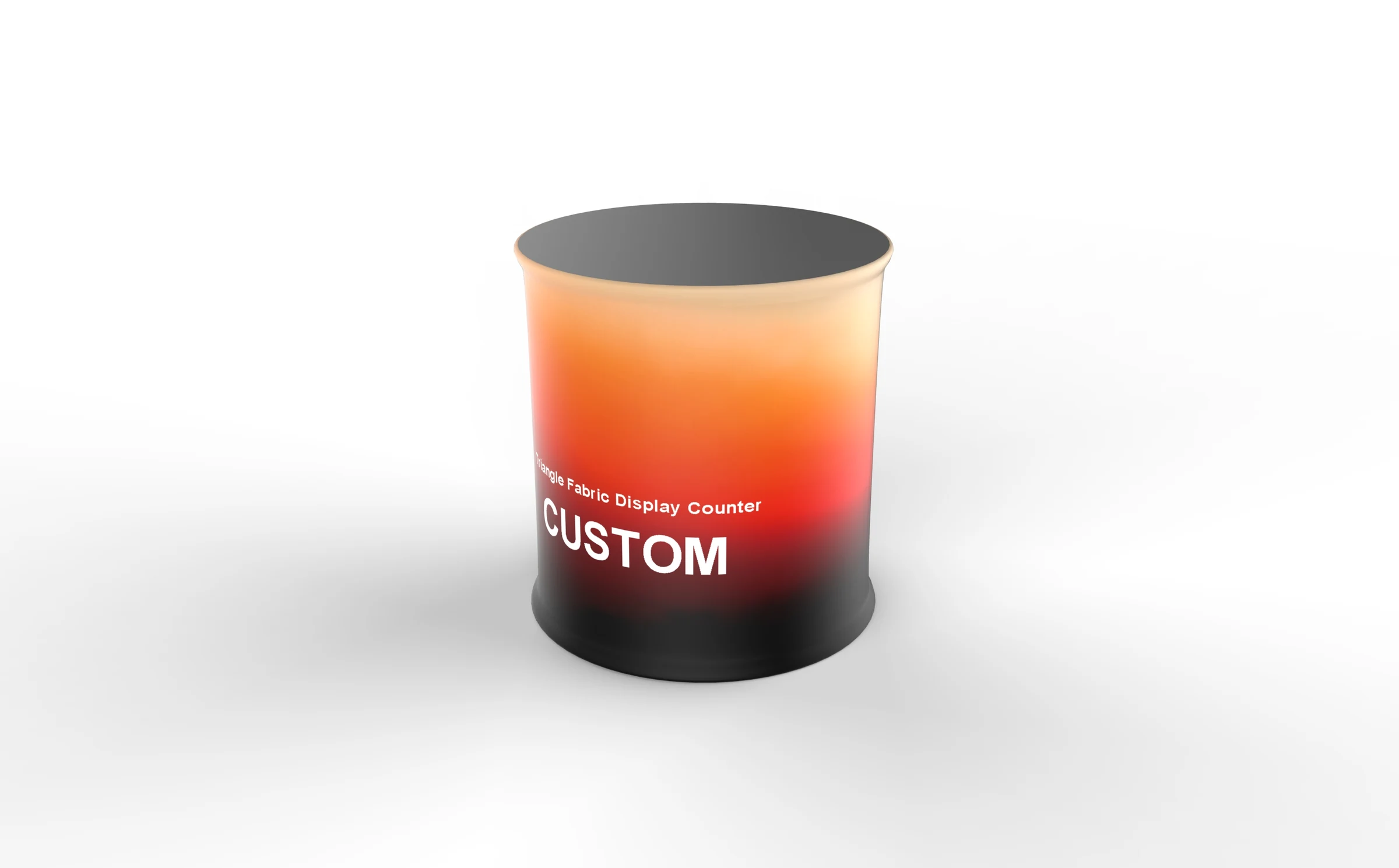 Round Fabric Reception Counter alternate angle for artwork planning