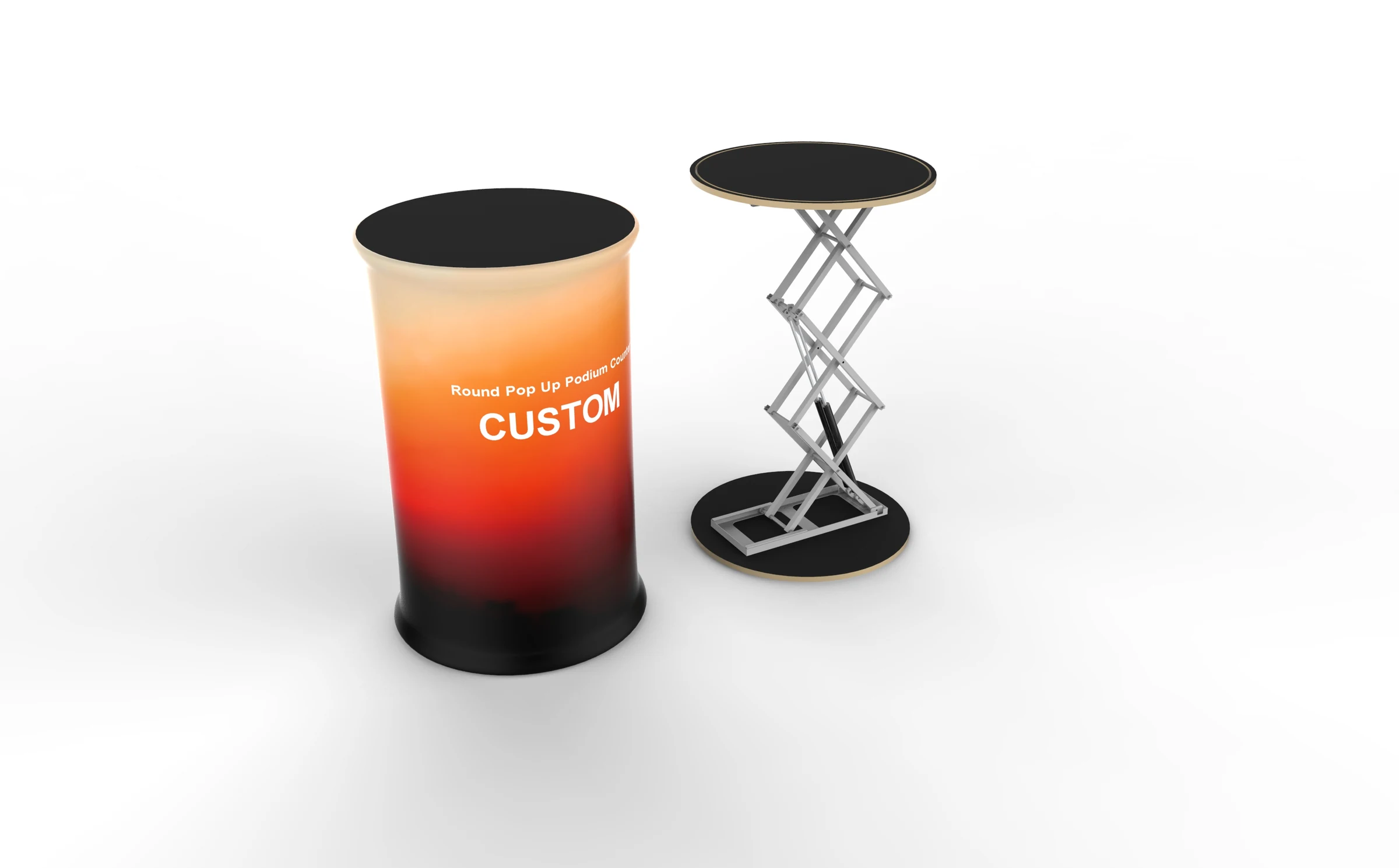 Round Pop Up Podium Counter complete product view