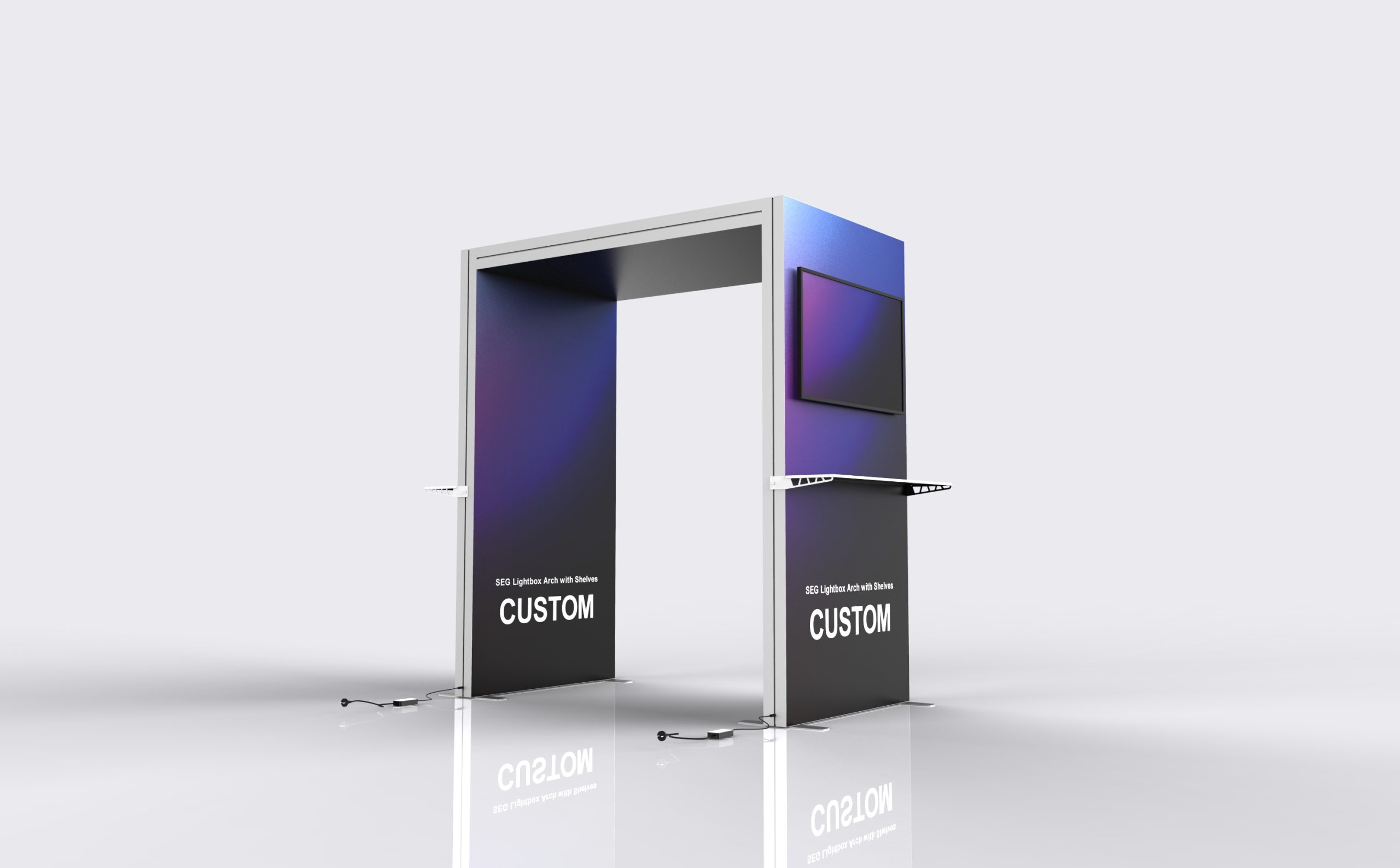 SEG Lightbox Arch with Shelves frame or inspection view