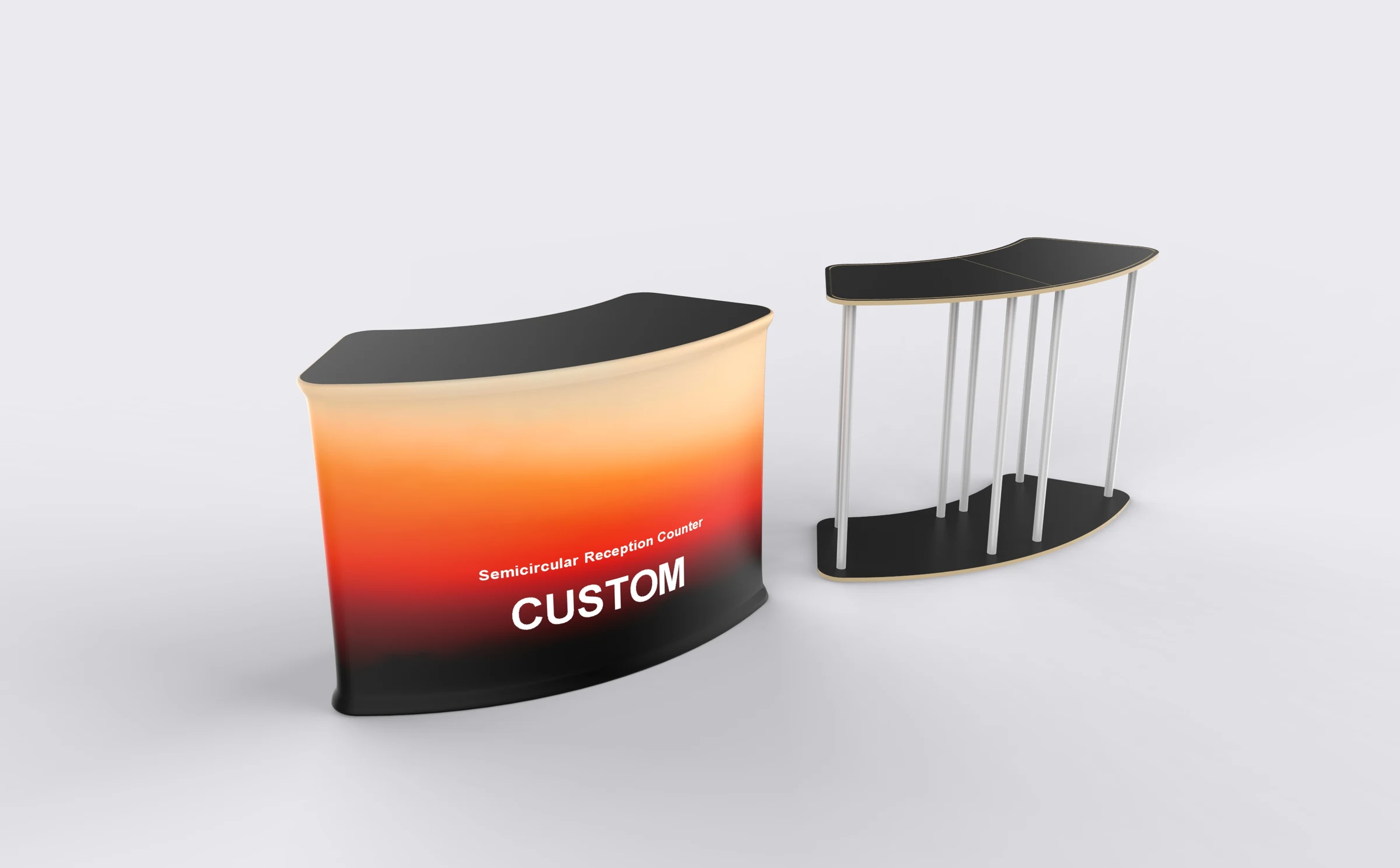 Semi-Circle Fabric Reception Counter complete product view