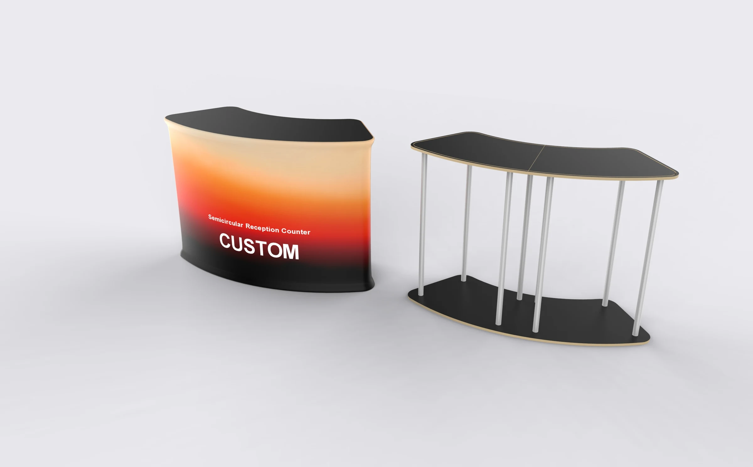 Semi-Circle Fabric Reception Counter alternate angle for artwork planning