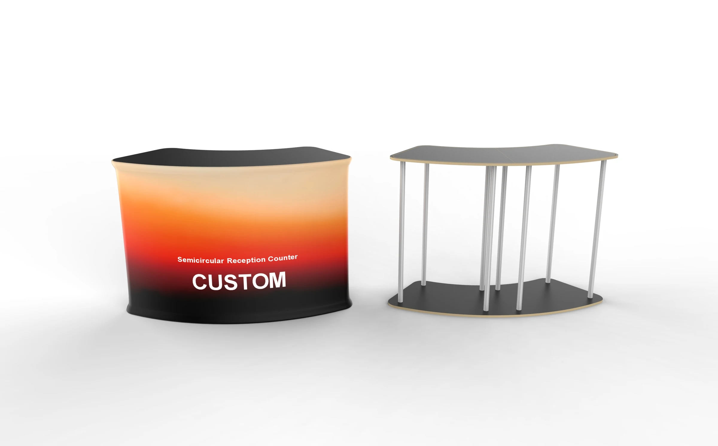 Semi-Circle Fabric Reception Counter rear structure or inspection view