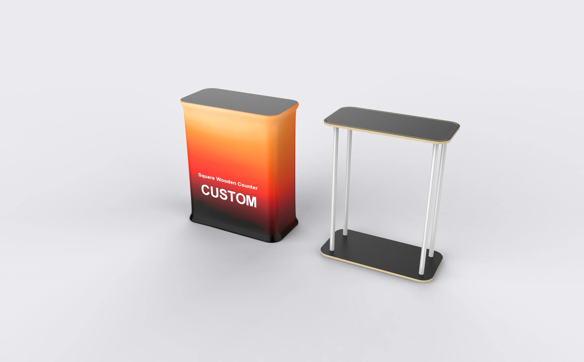 Square Wood-Top Reception Counter frame structure view