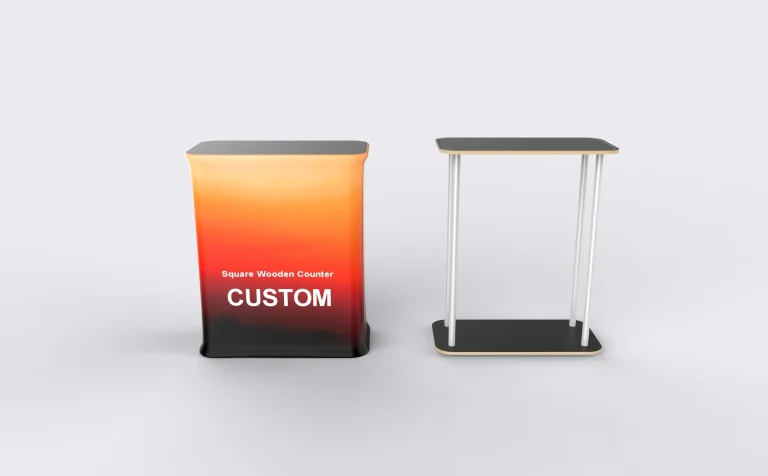 Square Wood-Top Reception Counter
