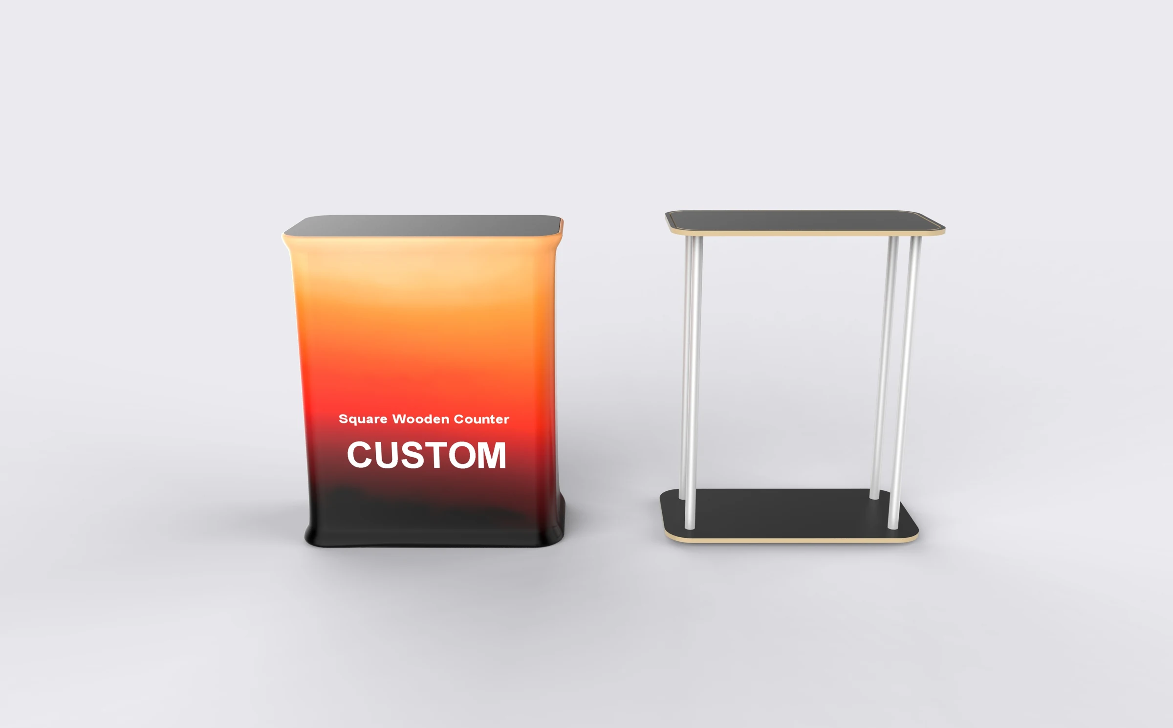Square Wood-Top Reception Counter alternate angle for artwork planning