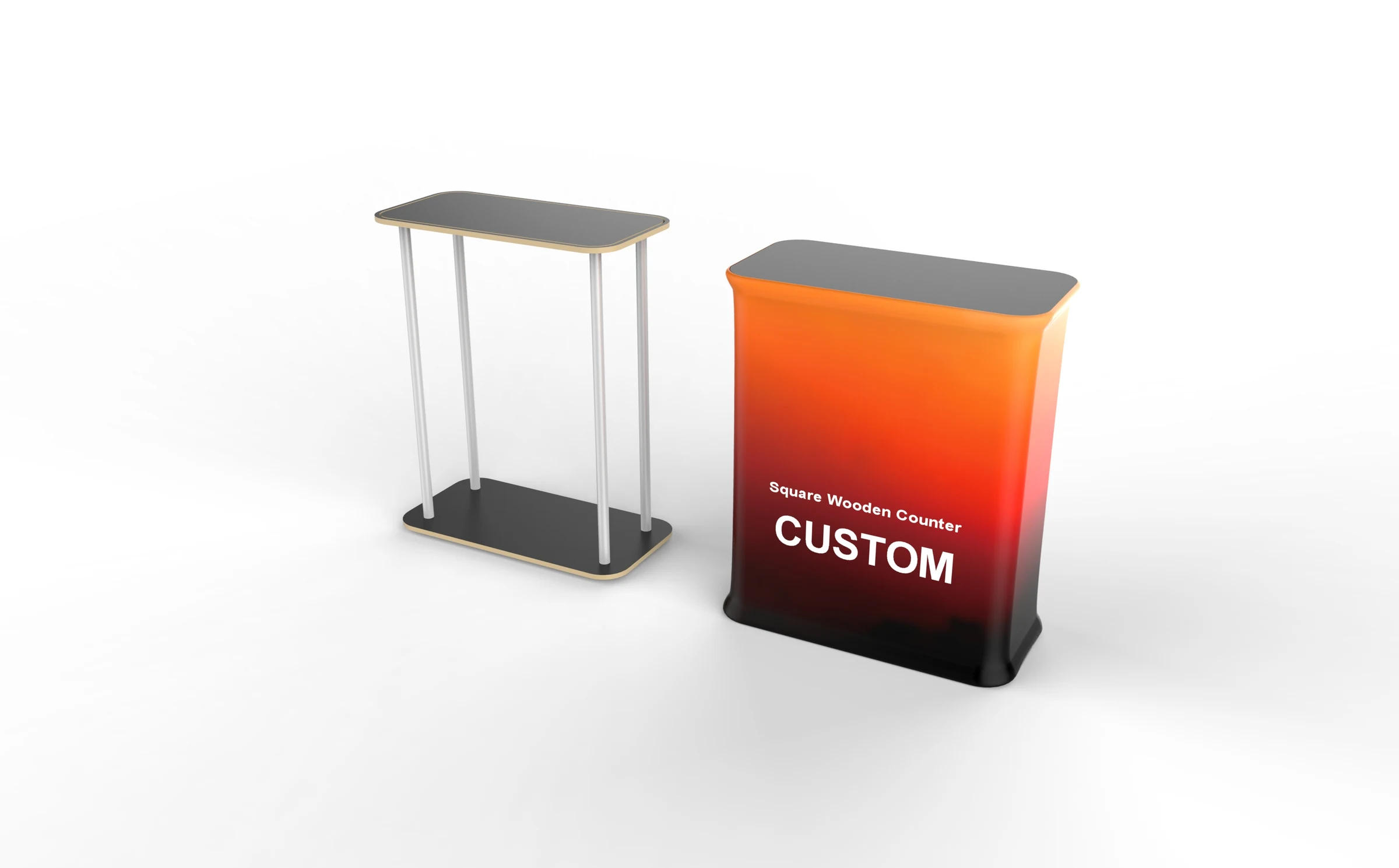 Square Wood-Top Reception Counter rear structure or inspection view
