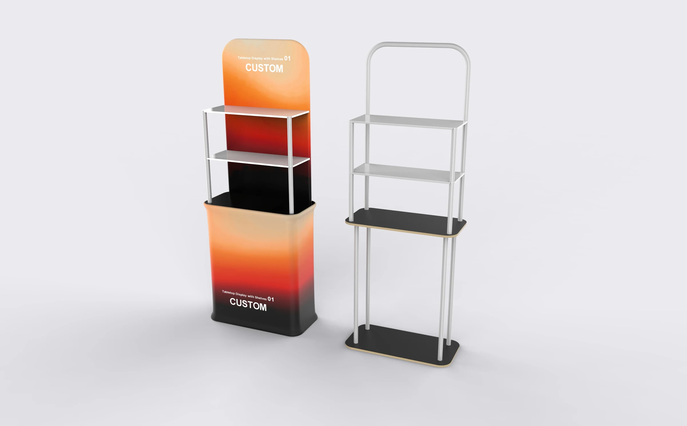 Tabletop Display with Shelves 01 rear structure or inspection view