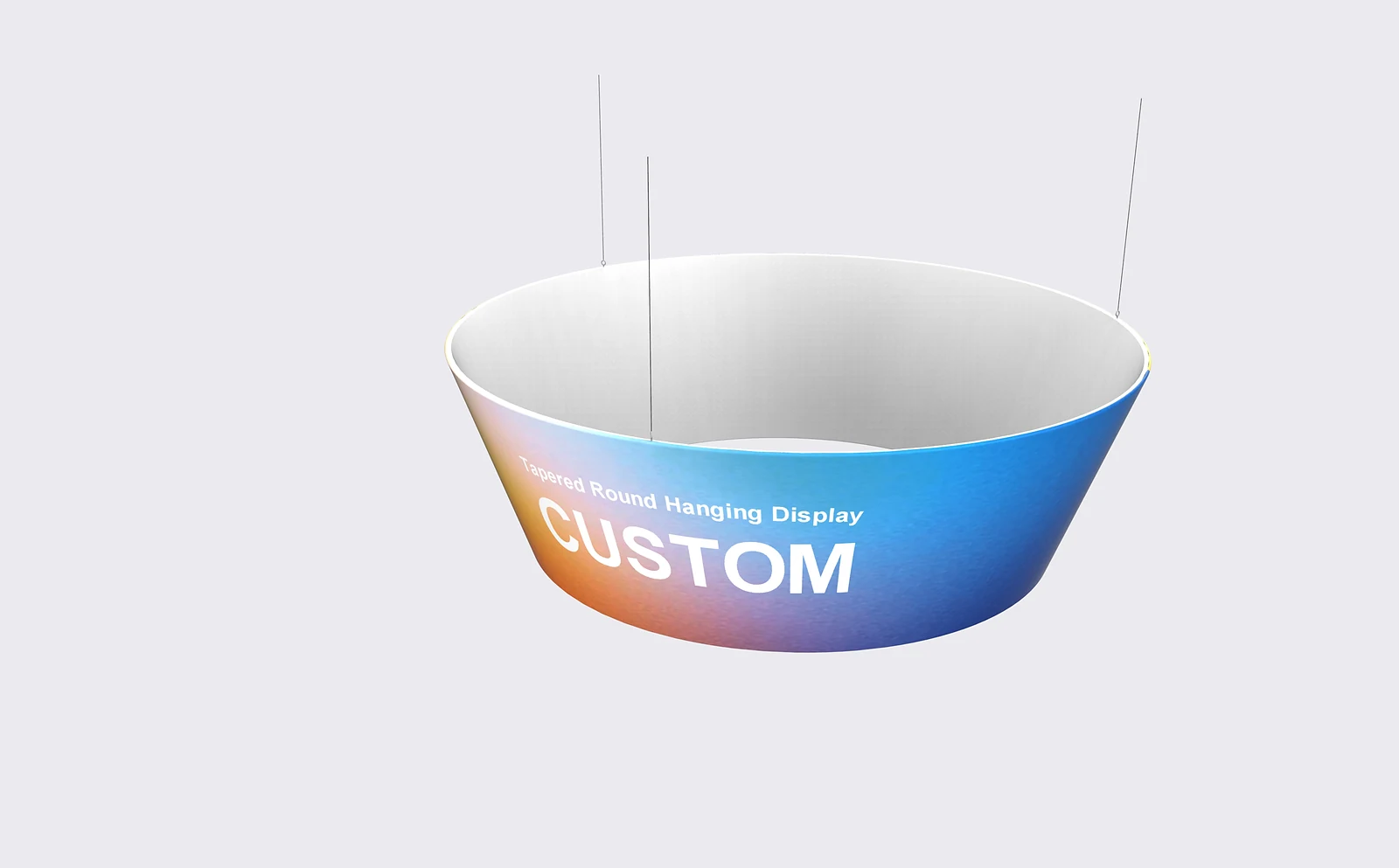 Tapered Round Hanging Display structure view for artwork planning