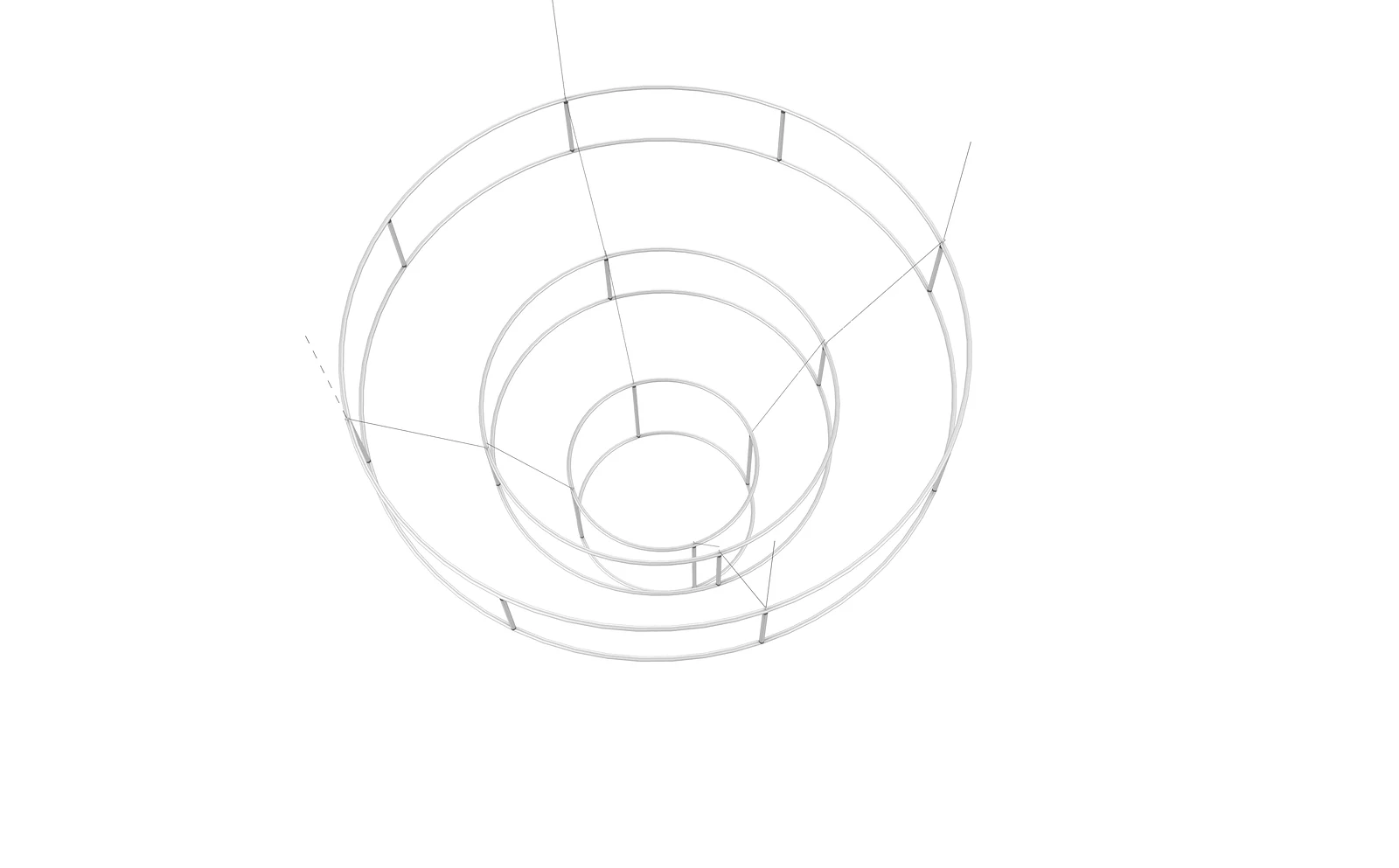 Tiered Circle Hanging Signs 02 structure view for artwork planning