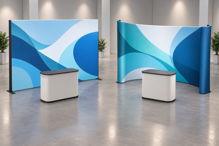 Curved vs Straight Pop-Up Displays: Which Backwall Fits Your Booth?