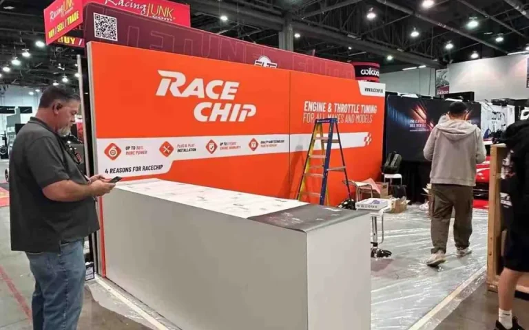 How RaceChip’s L-Shaped Orange Backdrop Lit Up SEMA