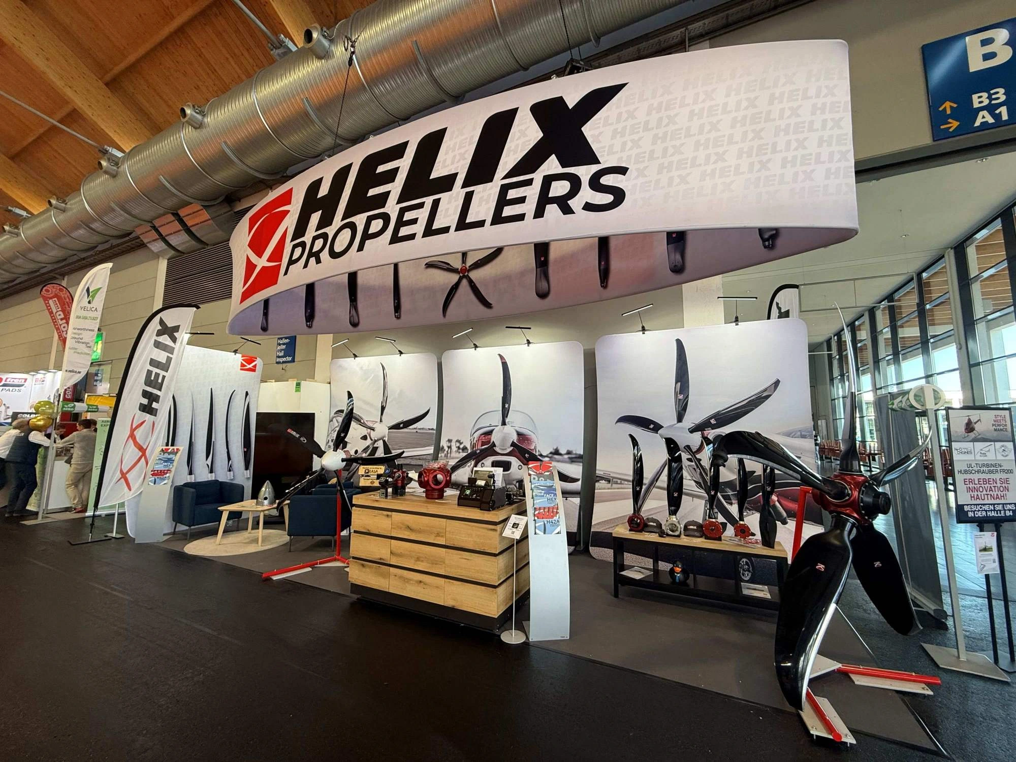 Full view of Helix Propellers trade show booth