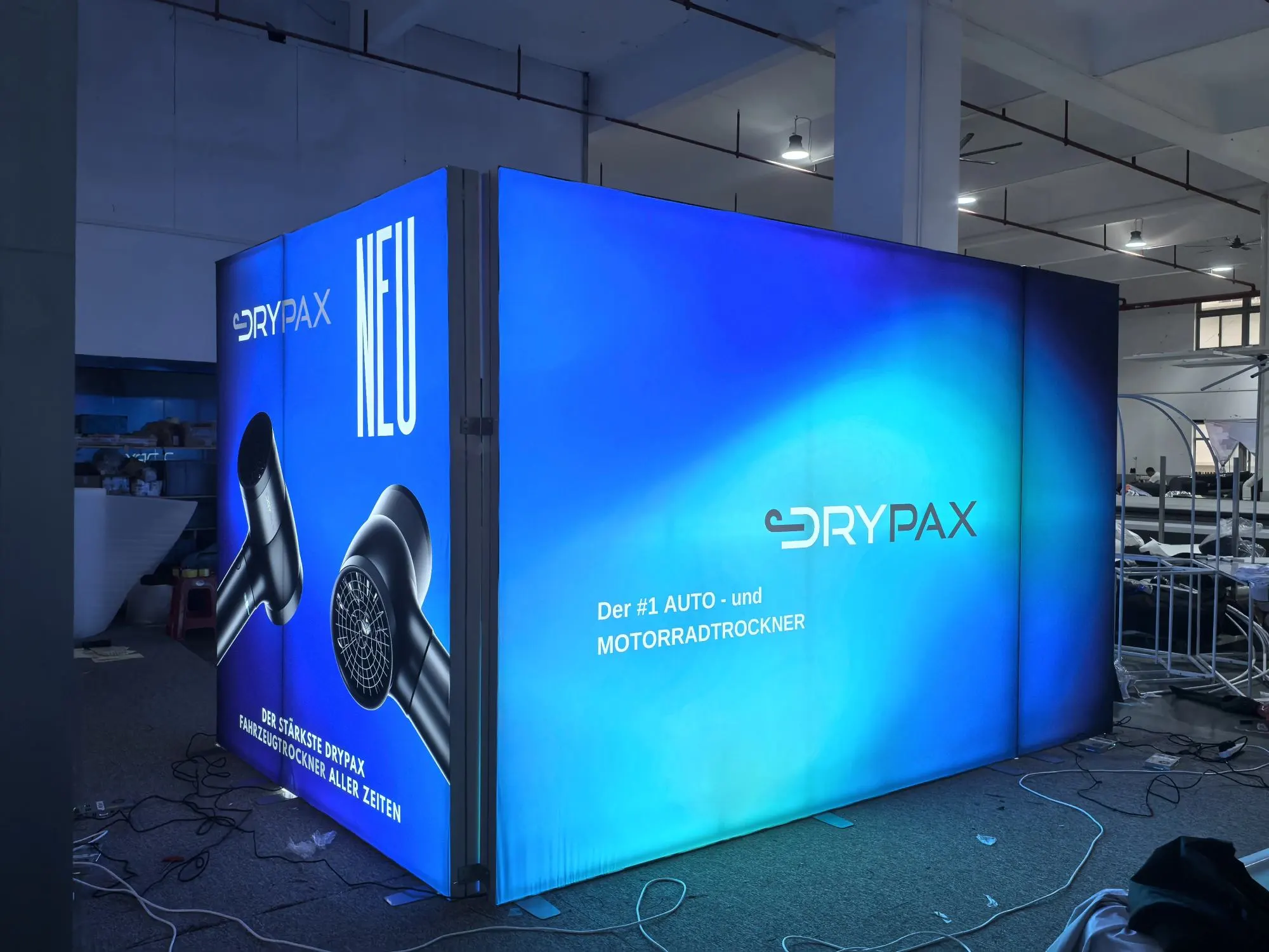 DRYPAX booth setup, right-side product display