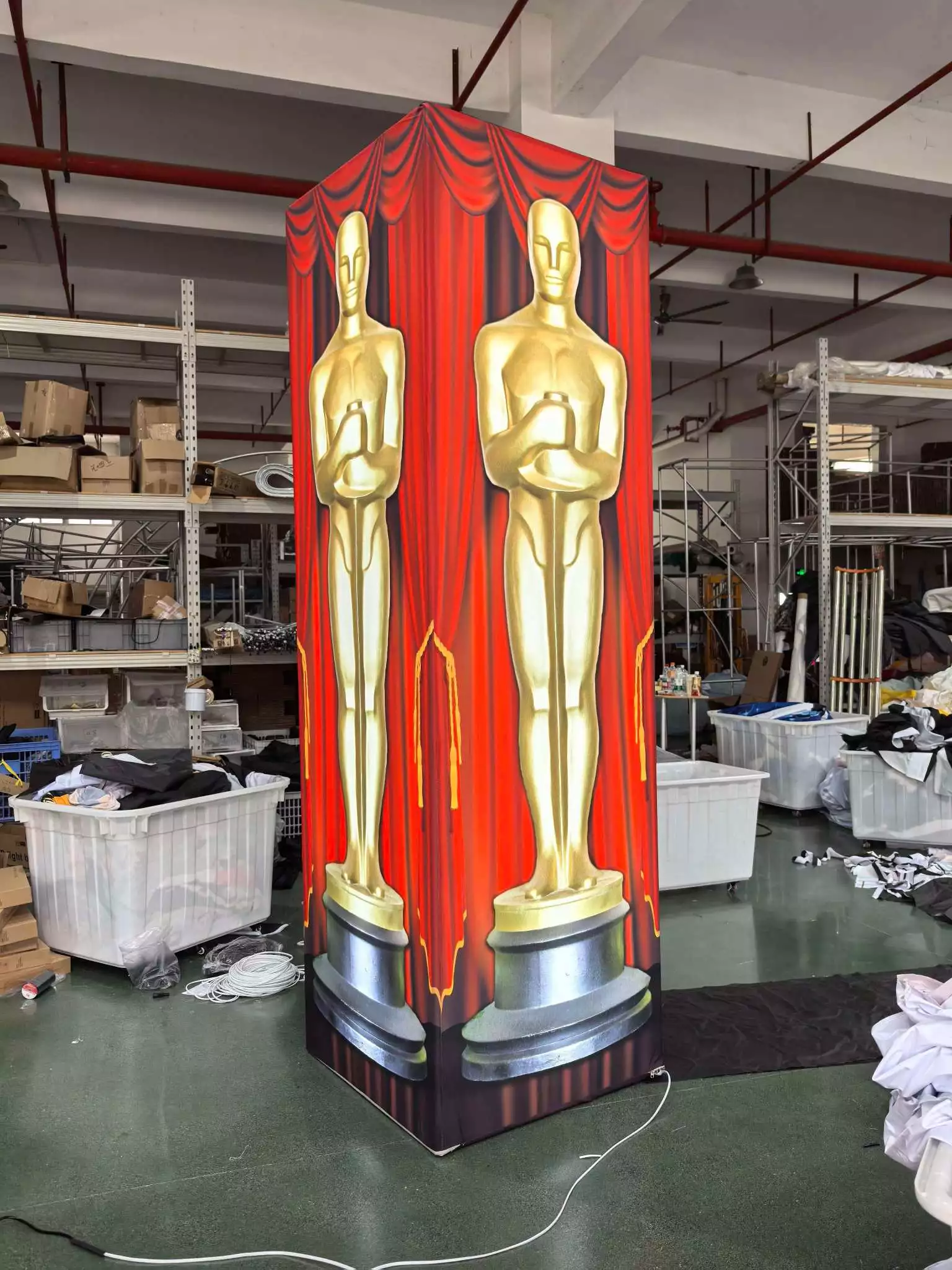 Oscar statuette printed LED column in factory