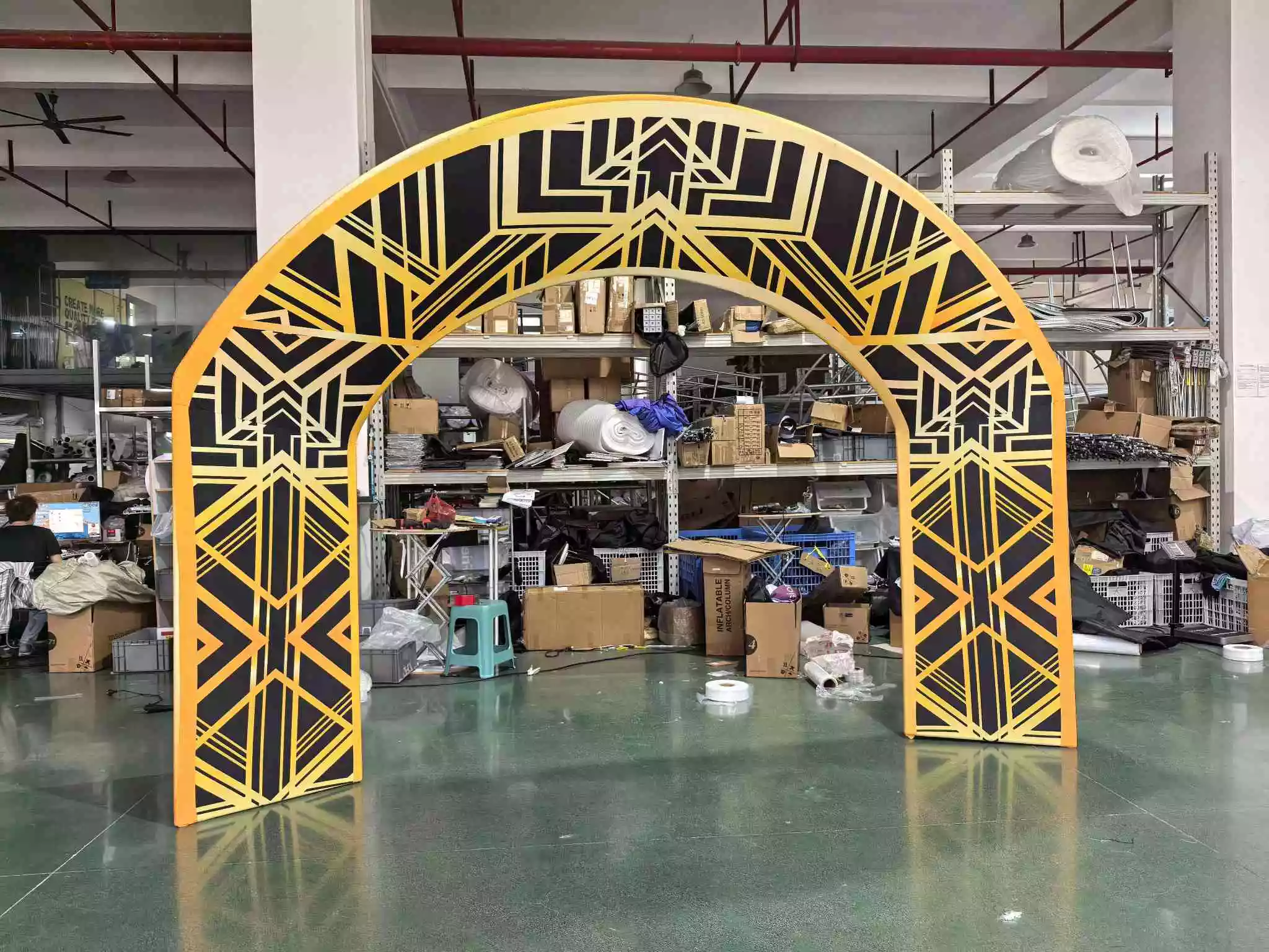 Art deco style gold black inflatable arch